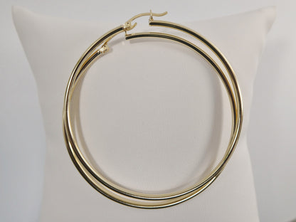 Real 10k Solid Yellow Gold Plain High Polish 60mm Hoop Earrings