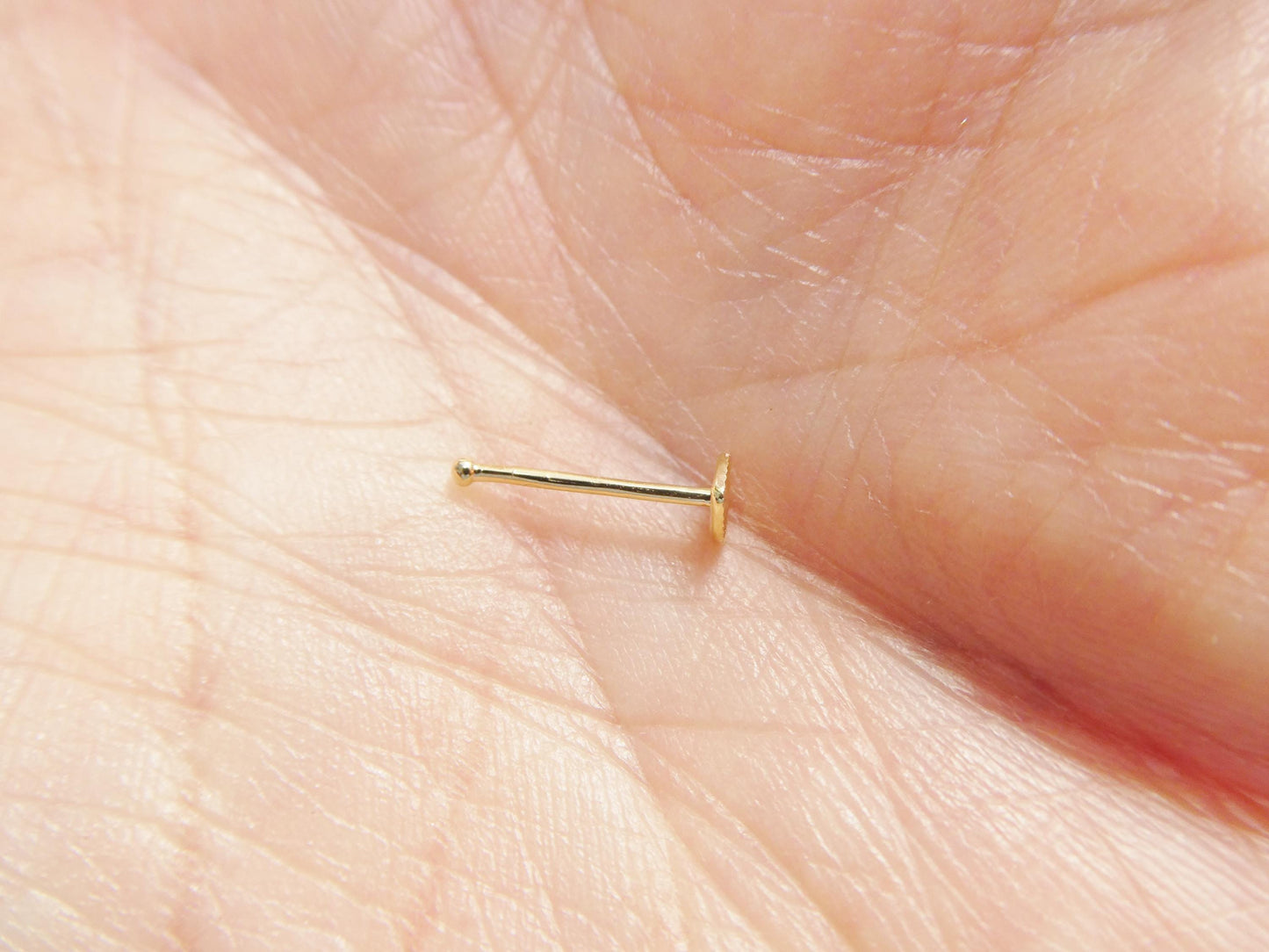14k real solid yellow gold heart long post nose ring