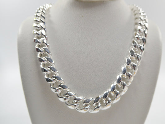 real 9mm 925 sterling silver Miami  SEMI SOLID link chain box lock clasp