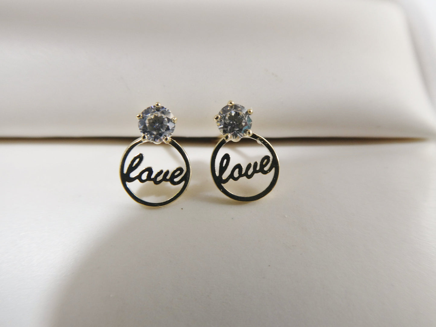 real 10k solid yellow gold script love letter stud earrings dainty