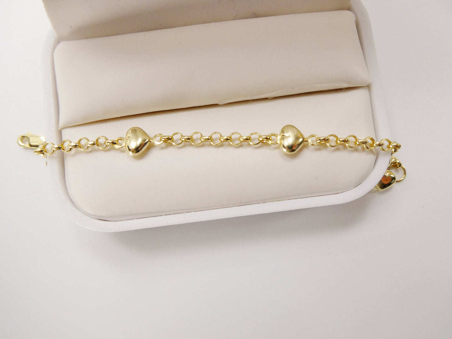 real 10k solid yellow gold 5.5/ 6.5 inch children/women heart cable bracelet