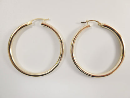 Real 10k Solid Yellow Gold Plain High Polish 40mm Hoop Huggie Earrings
