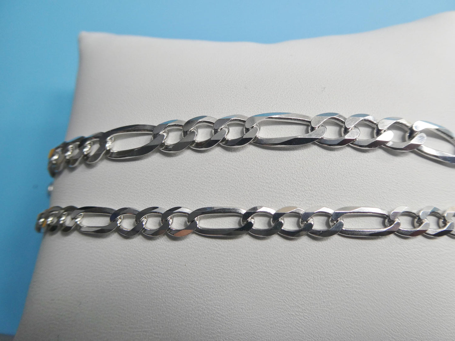 real 925 sterling silver 8 inch figaro concave bracelet