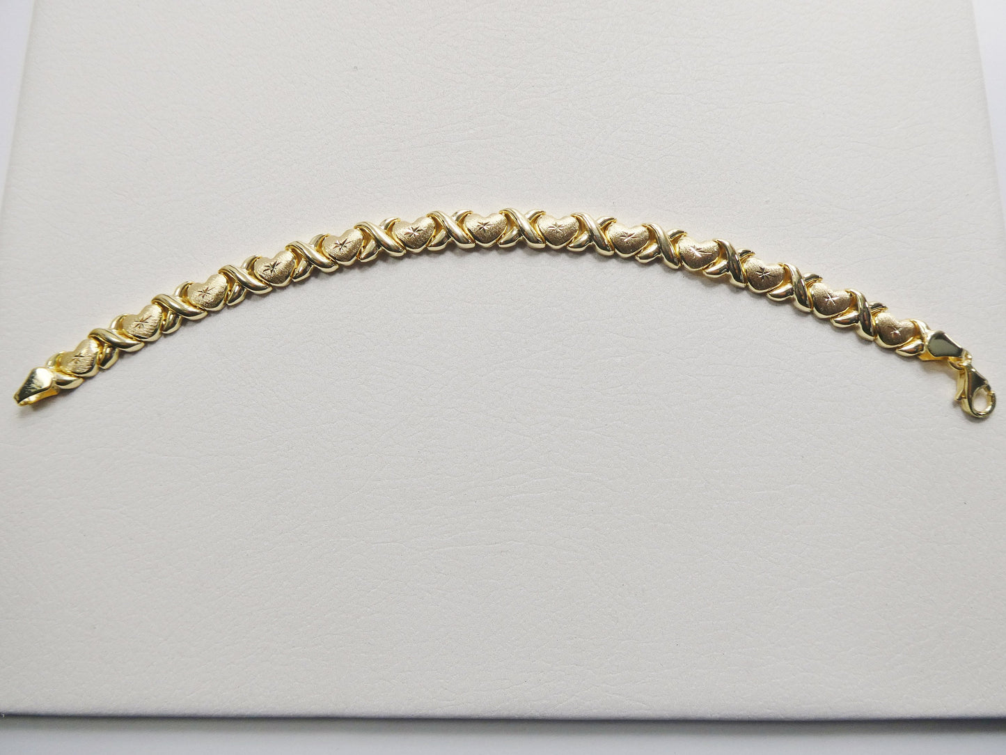 14k Gold Over Sterling Silver Mini XOXO Heart Bracelet