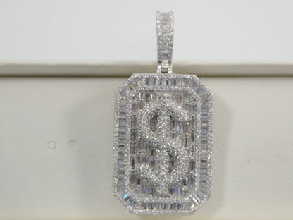 Real 925 Sterling Silver Large Dollar/ money Sign Medallion Pendent