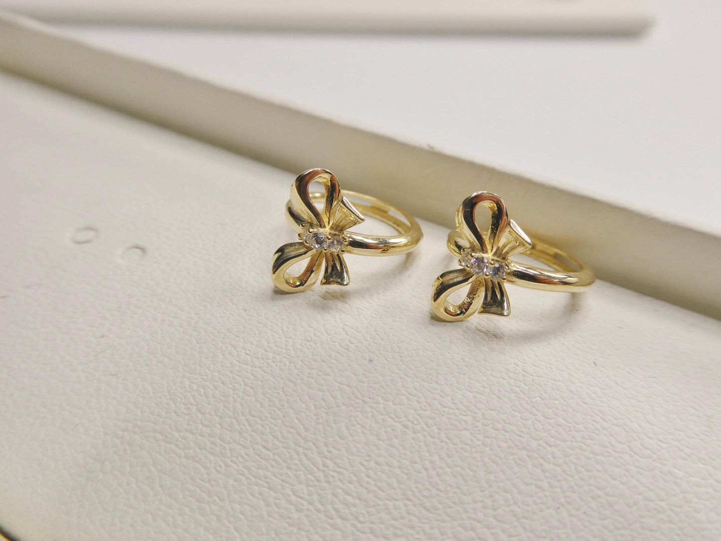 real 10k solid yellow gold bow designer earrings