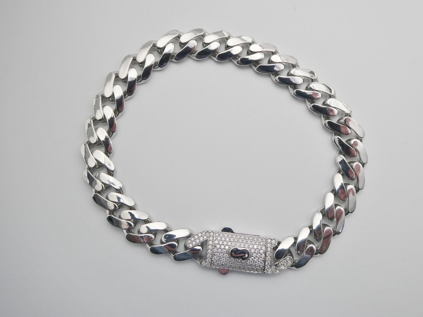 9mm Monaco link chain necklace bracelet moissanite real 925 sterling silver