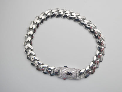9mm Monaco Link Chain Necklace Vracelet Moissanite Real 925 Sterling Silver