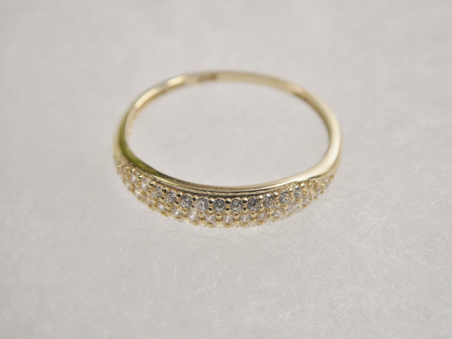 real 10k solid yellow gold women's classic micro pave setting ring
