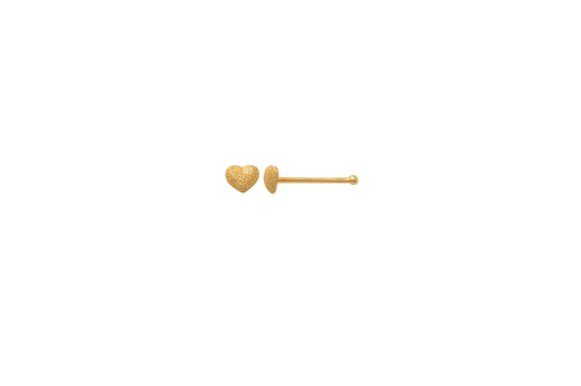 14k real solid yellow gold heart nose stud ring