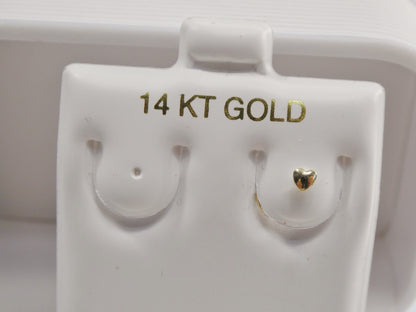 14k Real Solid Yellow Gold Twist Plain Heart Stud Nose Ring