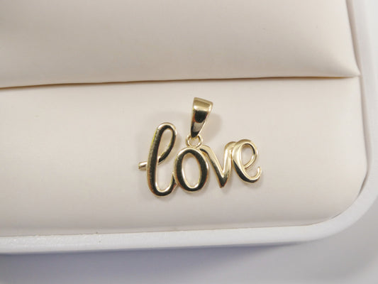 women's 14k real solid yellow gold love world charm