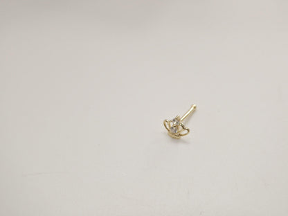 14k Real Solid Yellow Gold Tiny Crown Stud Nose Ring