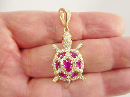 14k Real Solid Yellow Gold Turtle Charm Pendent