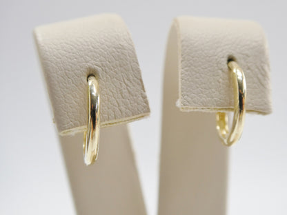 Real 10k Solid Yellow Gold 12mm High Polish Plain Hoop Huggie Earrings