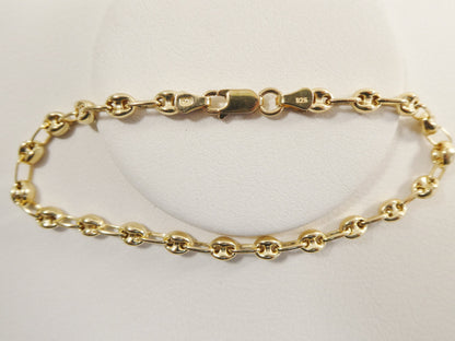 Real 925 Sterling Silver Puff Mariner Bracelet/Anklet