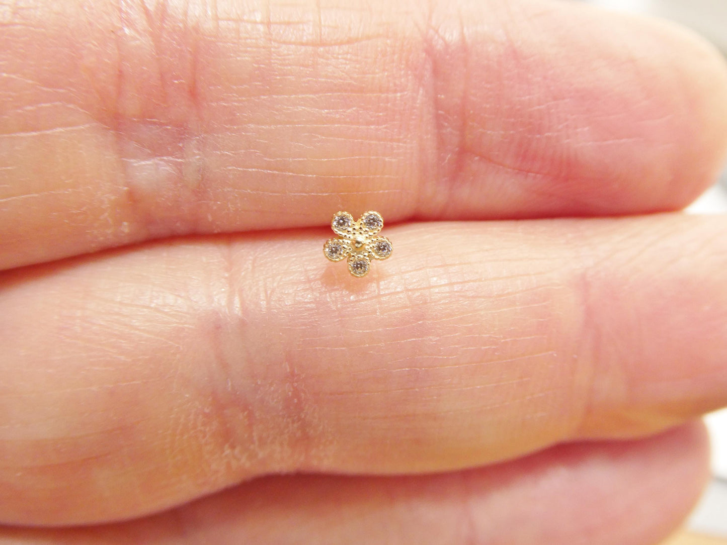 14k real solid yellow gold flower nose rings