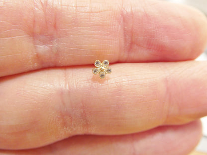 14k Real Solid Yellow Gold Flower Nose Rings