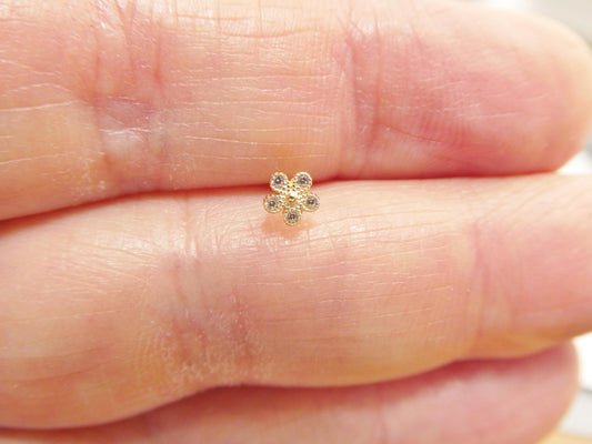 14k real solid yellow gold flower nose rings