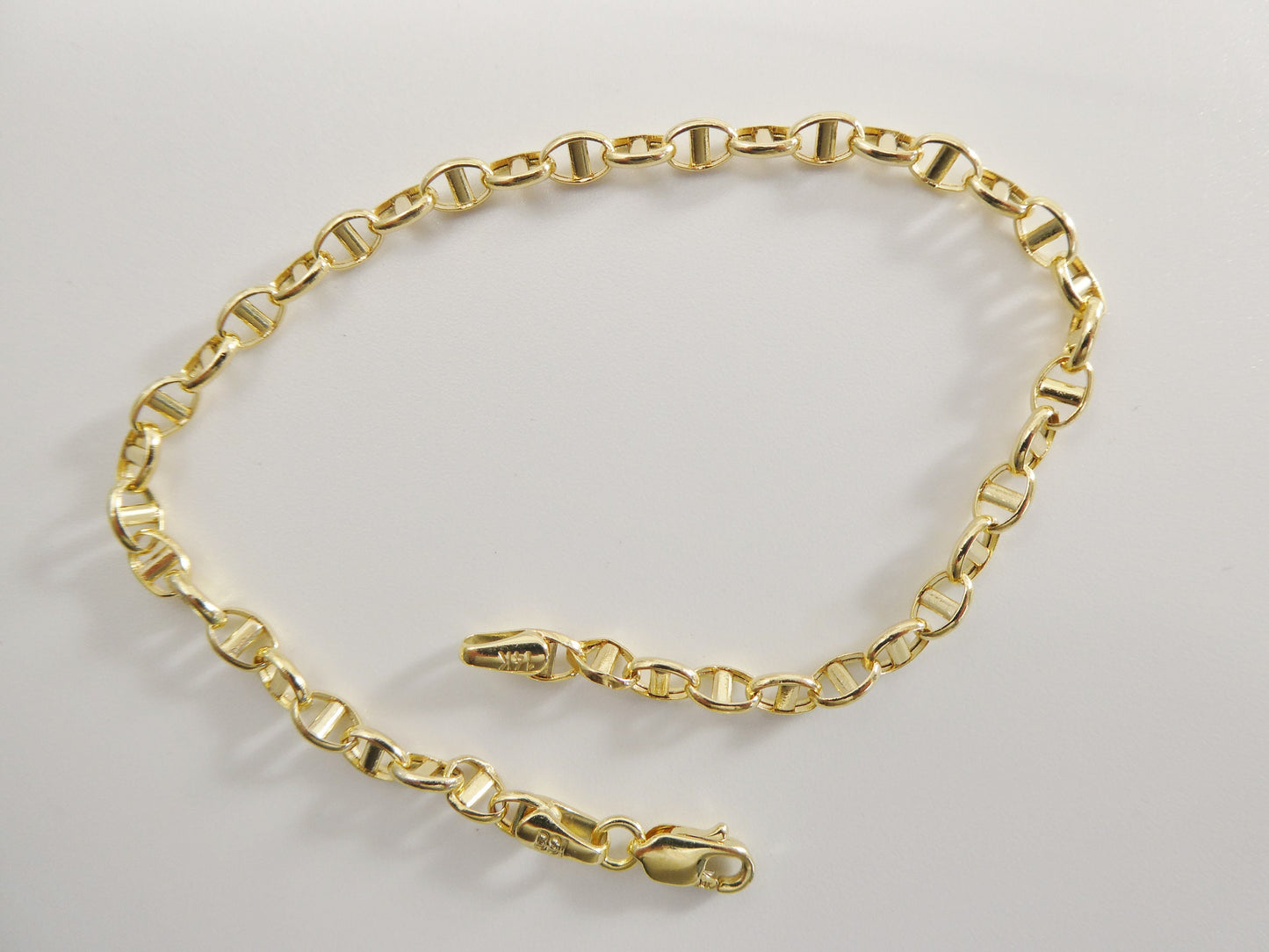 real 14k solid yellow gold 7 inch mariner ladies bracelet