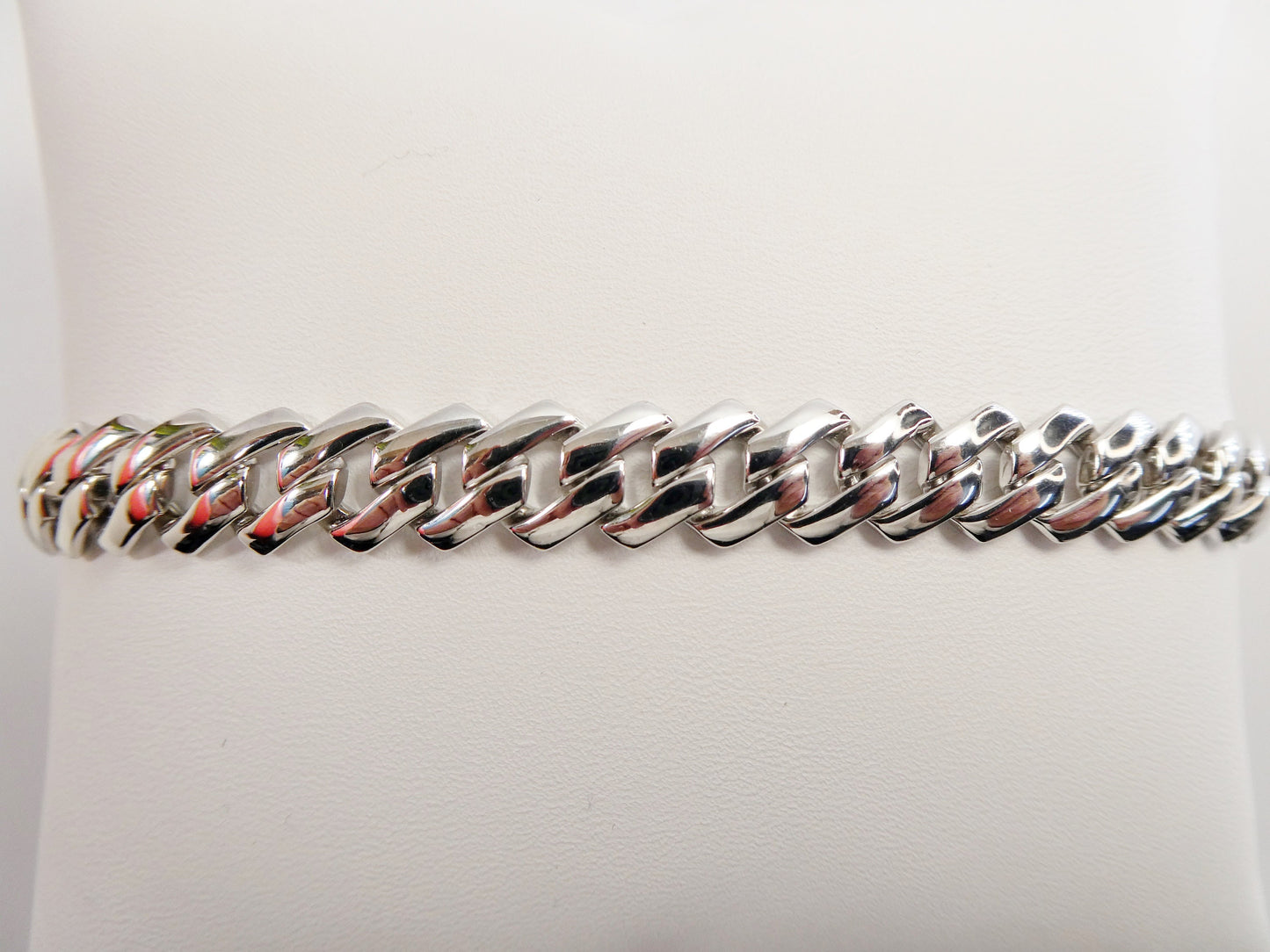 7 inch 14k white gold color tone Monaco bracelet over real solid 925 sterling silver