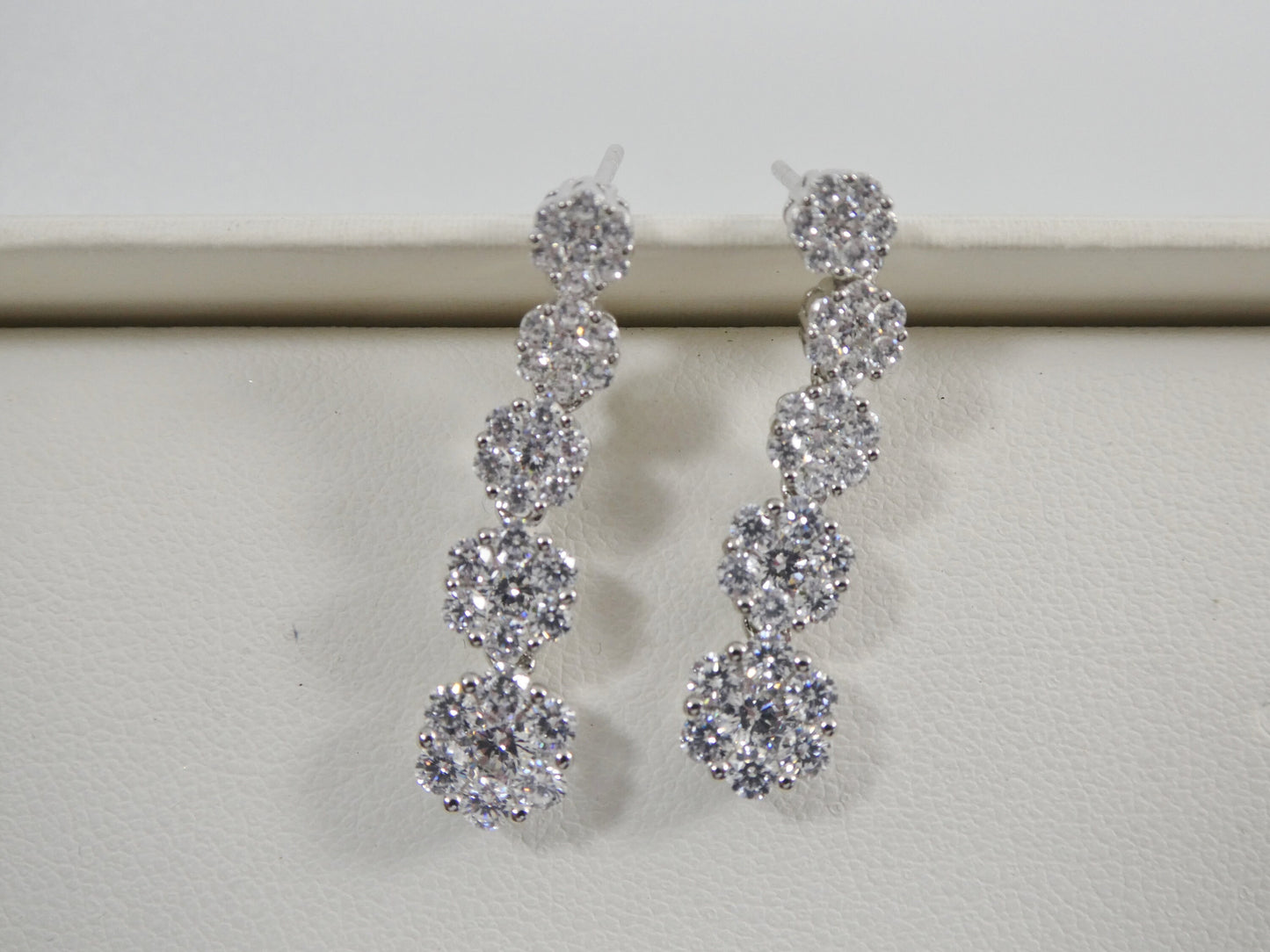real 925 sterling silver micro pave setting 14k white gold color finish drop earrings