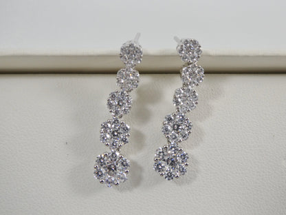 Real 925 Sterling Silver Micro Pave Setting 14k White Gold Color Finish Drop Earrings