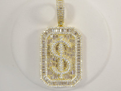 Real 925 Sterling Silver Large Dollar/ money Sign Medallion Pendent