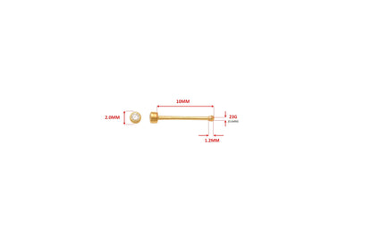 14k Real Solid Yellow Gold Long Post Nose Ring