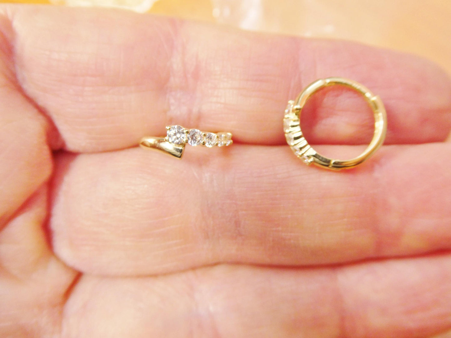 real 10k solid yellow gold designer hoop huggie earrings