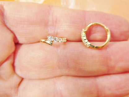 Real 10k Solid Yellow Gold Designer Hoop Huggie Earrings