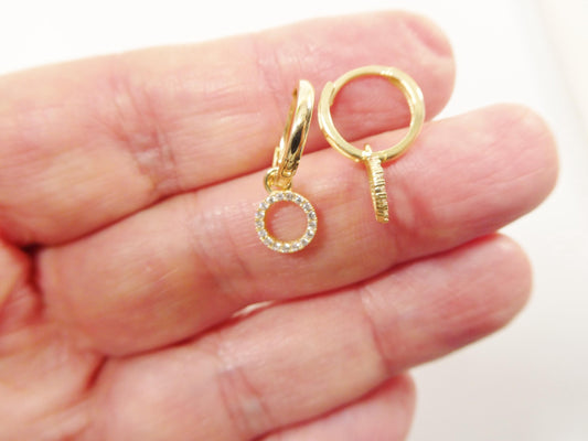 real 10k solid yellow gold circle dropping daith hoop huggie earring