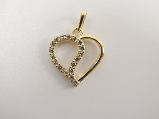 14k real solid yellow gold heart high polish charm pendent
