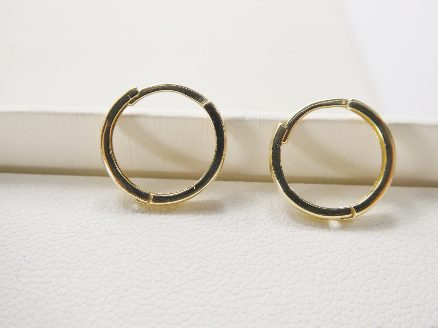 real 10k solid yellow gold 12mm plain hoop huggie earrings