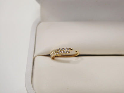 14k Real Solid Yellow Gold CZ Hoop Earring Cartilage Daith Ring Piercing