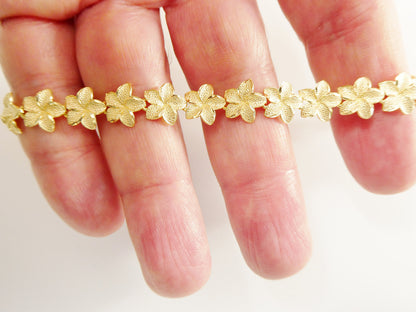 7 Inch Real 925 Sterling Silver Flower Full Diamond Cut 14k Gold Tone Finish