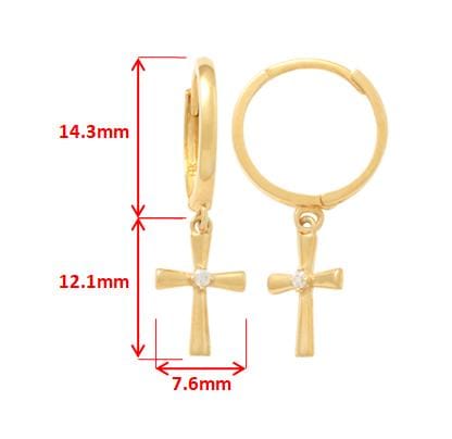 real 10k solid yellow gold cross dropping designer earrings