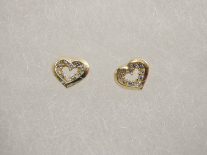 Real 10k Solid Yellow Gold Small Heart Push Post Stud Earrings