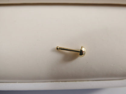 14k Real Solid Yellow Gold Plain Ball Stud Nose Ring