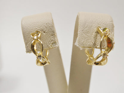 Real 10k Solid Yellow Gold Designer Hoop Huggie Earrings
