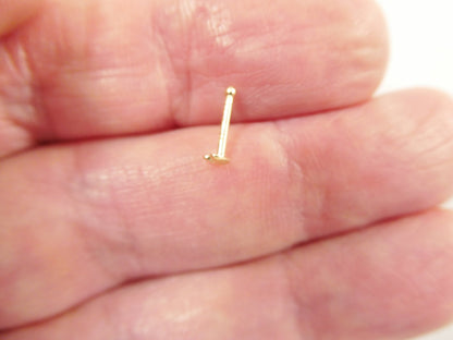 14k Real Solid Yellow Gold Heart Long Post Nose Ring