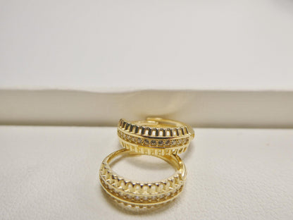 Real 10k Solid Yellow Gold Designer Hoop Huggie Earrings