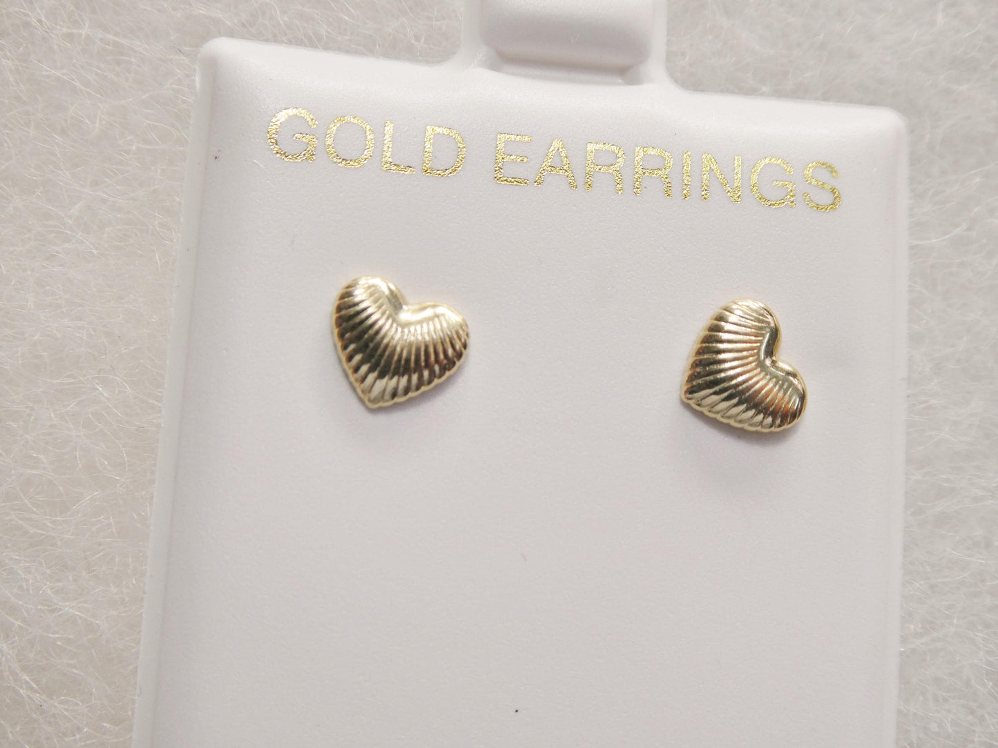 10k real solid yellow gold design heart push back earrings