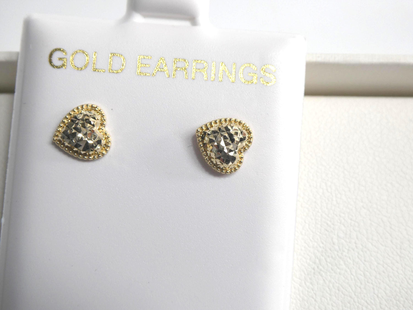 10k real solid yellow gold design heart push back earrings