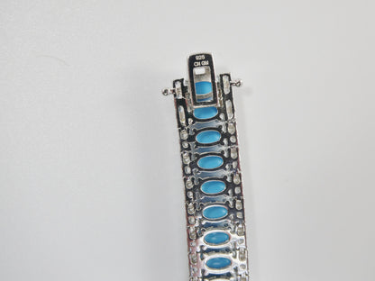 7/ 7.5 Inch Real 925 Sterling Silver Turquoise Tennis Bracelet