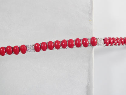 7 Inch Real 925 Sterling Silver Ruby Turquoise Tennis Bracelet