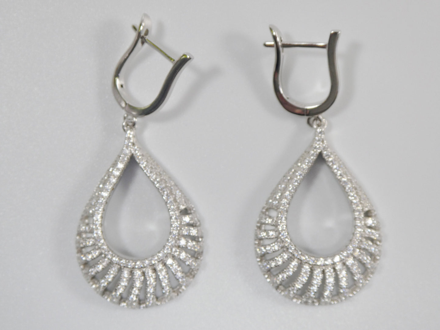 real 925 sterling silver micro pave setting 14k white gold color finish drop earrings