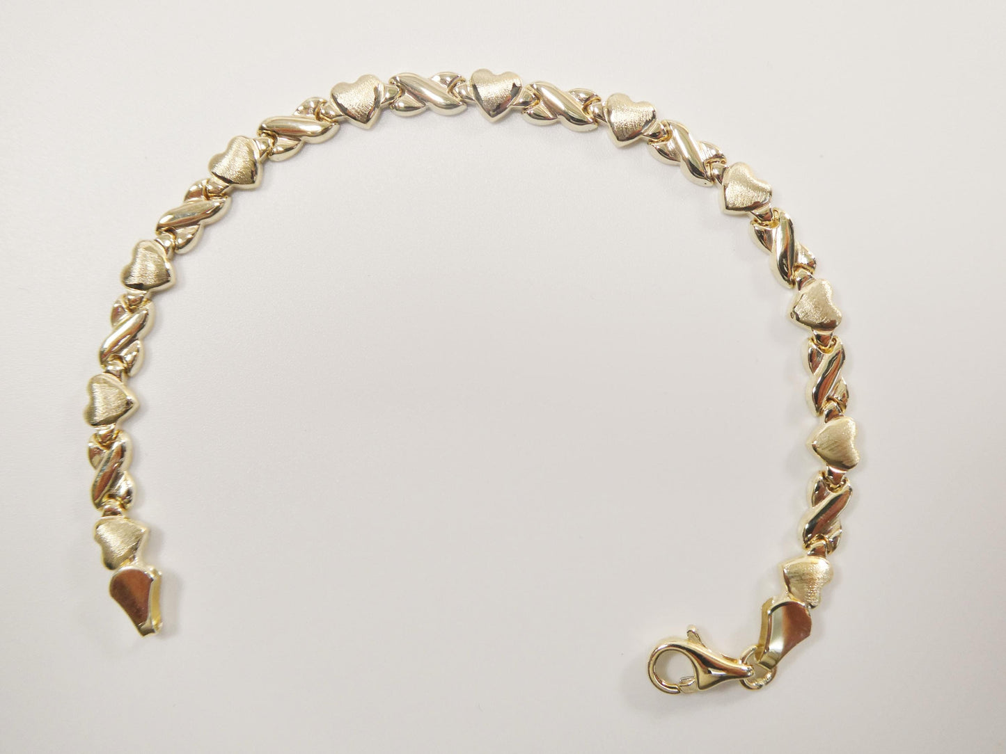 real 10k solid yellow gold 6 /7 inch children/women xo heart bracelet