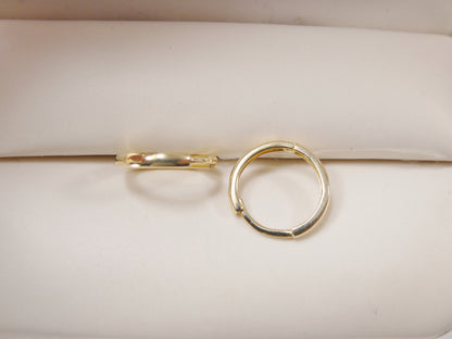 Real 10k Solid Yellow Gold 12mm Plain Hoop Huggie Earrings