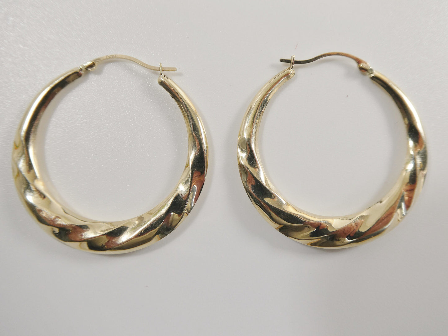 10k real solid yellow gold 32MM classic design hoop earrings